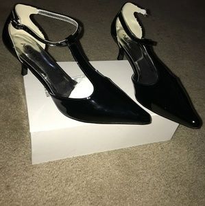 Black pat and leather heels